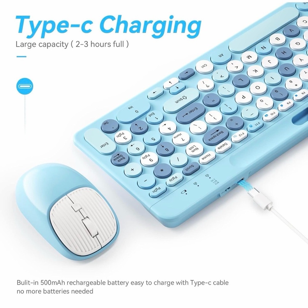 Wireless Pastel Keyboard and Mouse Set - Picture 5 of 14
